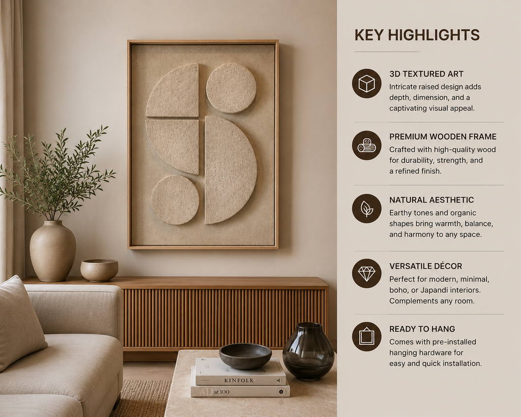 Ivory Geometry – Handcrafted Minimalist 3D Abstract Wall Art on Stretched Wooden Canvas | Wallorah
