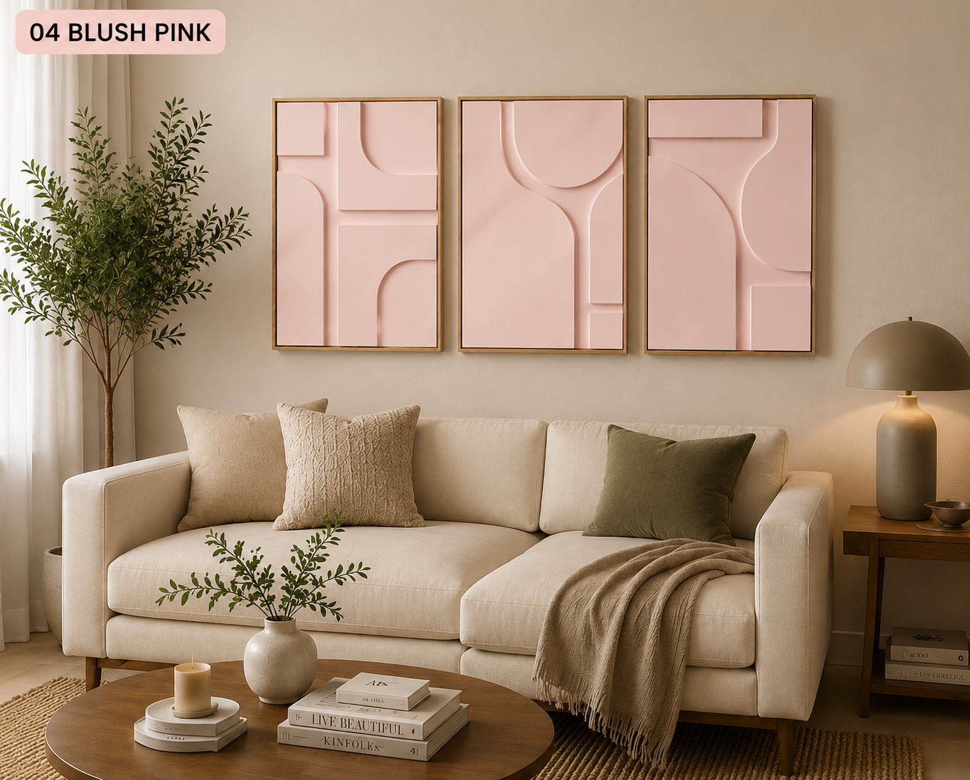 Ivory White Geometric Trio | Wallorah