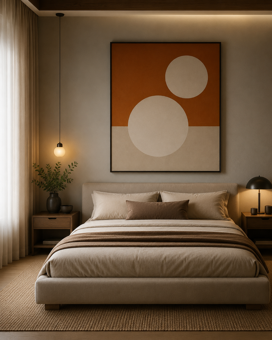 Terracotta Eclipse Abstract Wall Art | Modern Minimalist Canvas – Wallorah