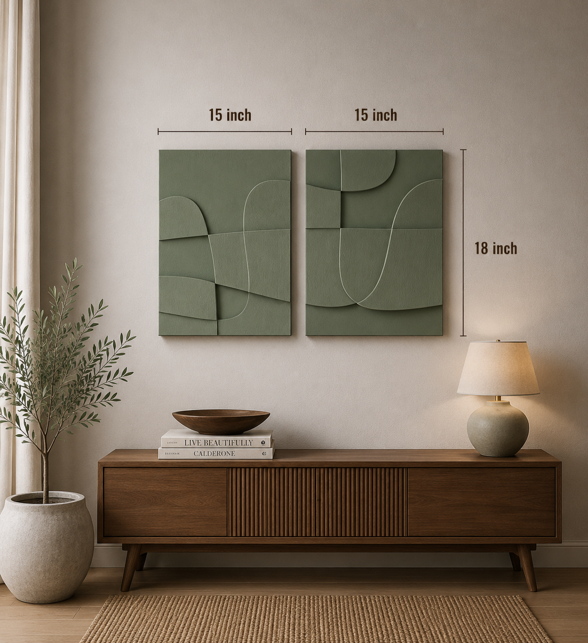 Sage Green Flow Diptych  | Wallorah