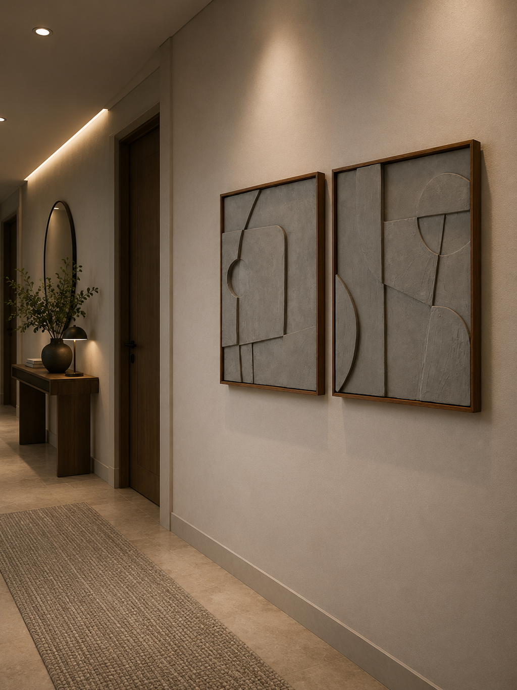 Slate Harmony Duo – Slate Grey Handcrafted Abstract Wall Art Set on Stretched Wooden Canvas | Wallorah