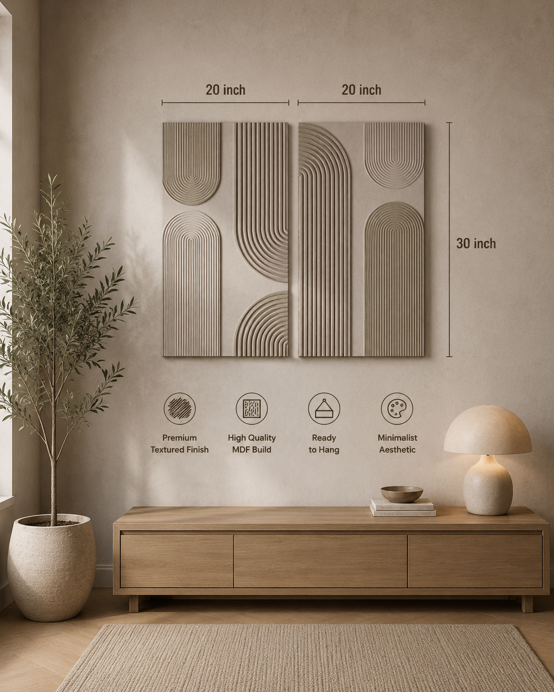 Stone Greige Arch Lines Duo  | Wallorah
