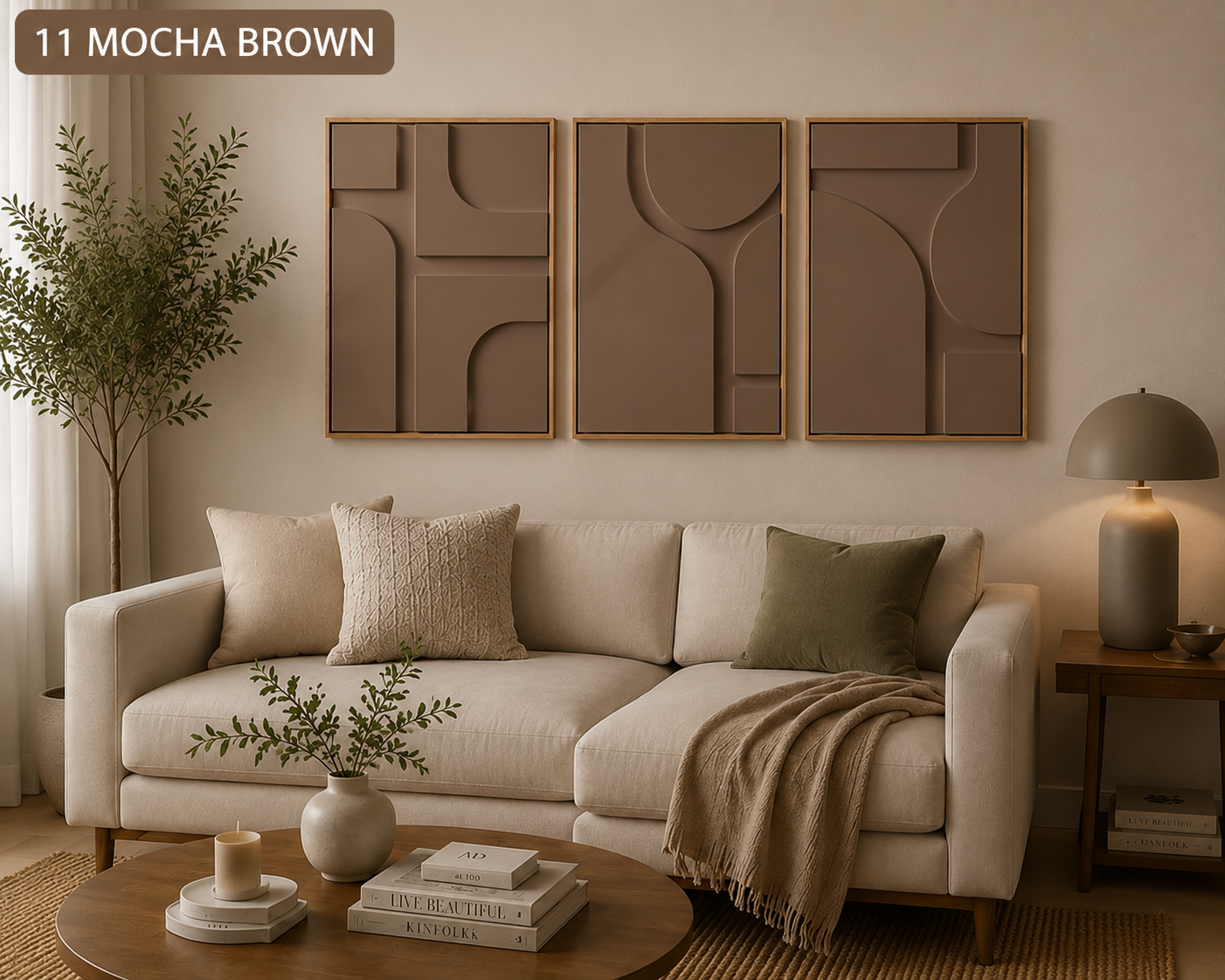 Ivory White Geometric Trio | Wallorah