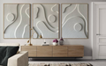 Organic Harmony Triptych – Ivory White Handcrafted Abstract Wall Art Set on Stretched Wooden Canvas | Wallorah