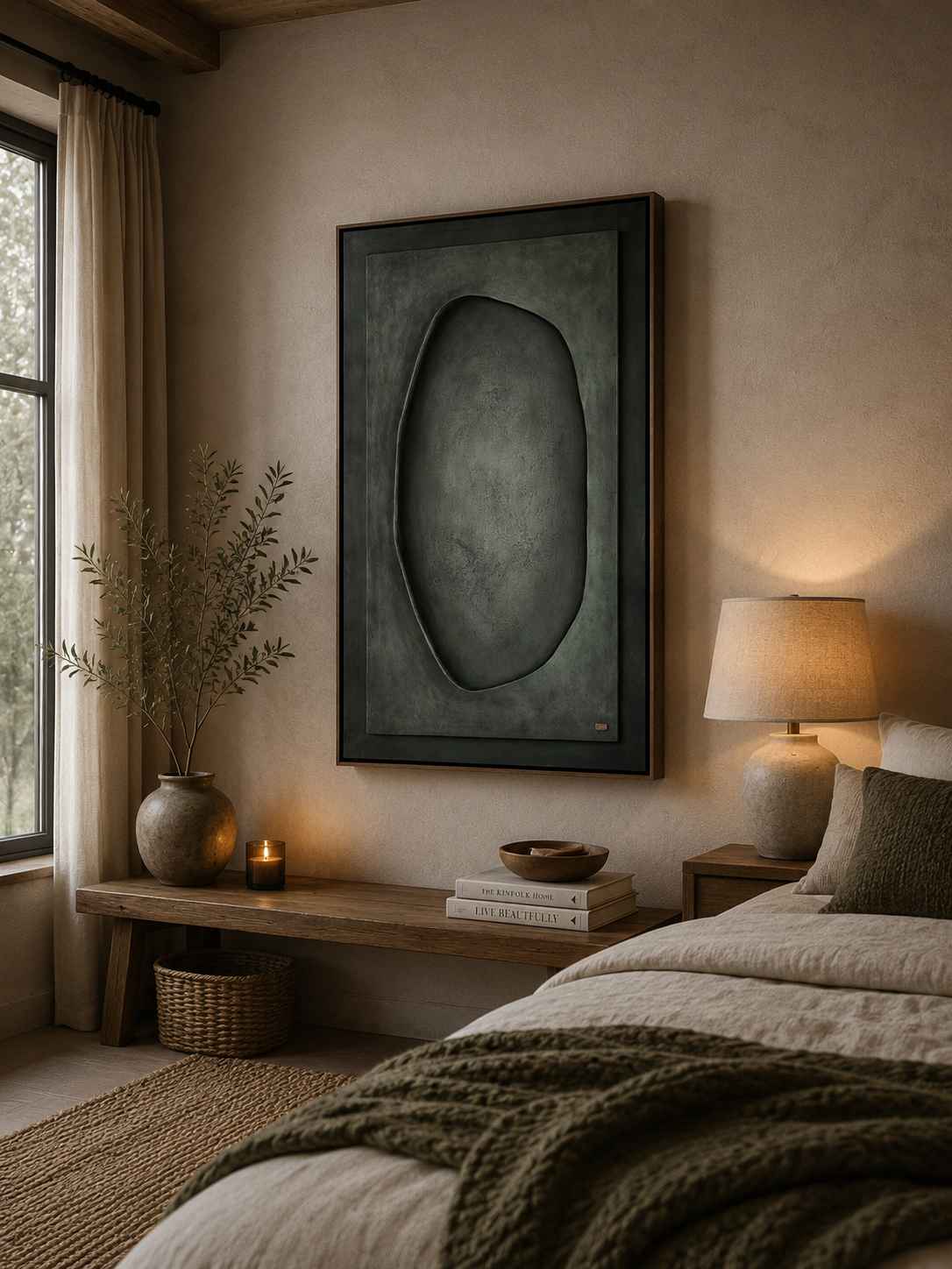 Obsidian Eclipse – Charcoal Black Handcrafted Abstract Wall Art on Stretched Wooden Canvas | Wallorah