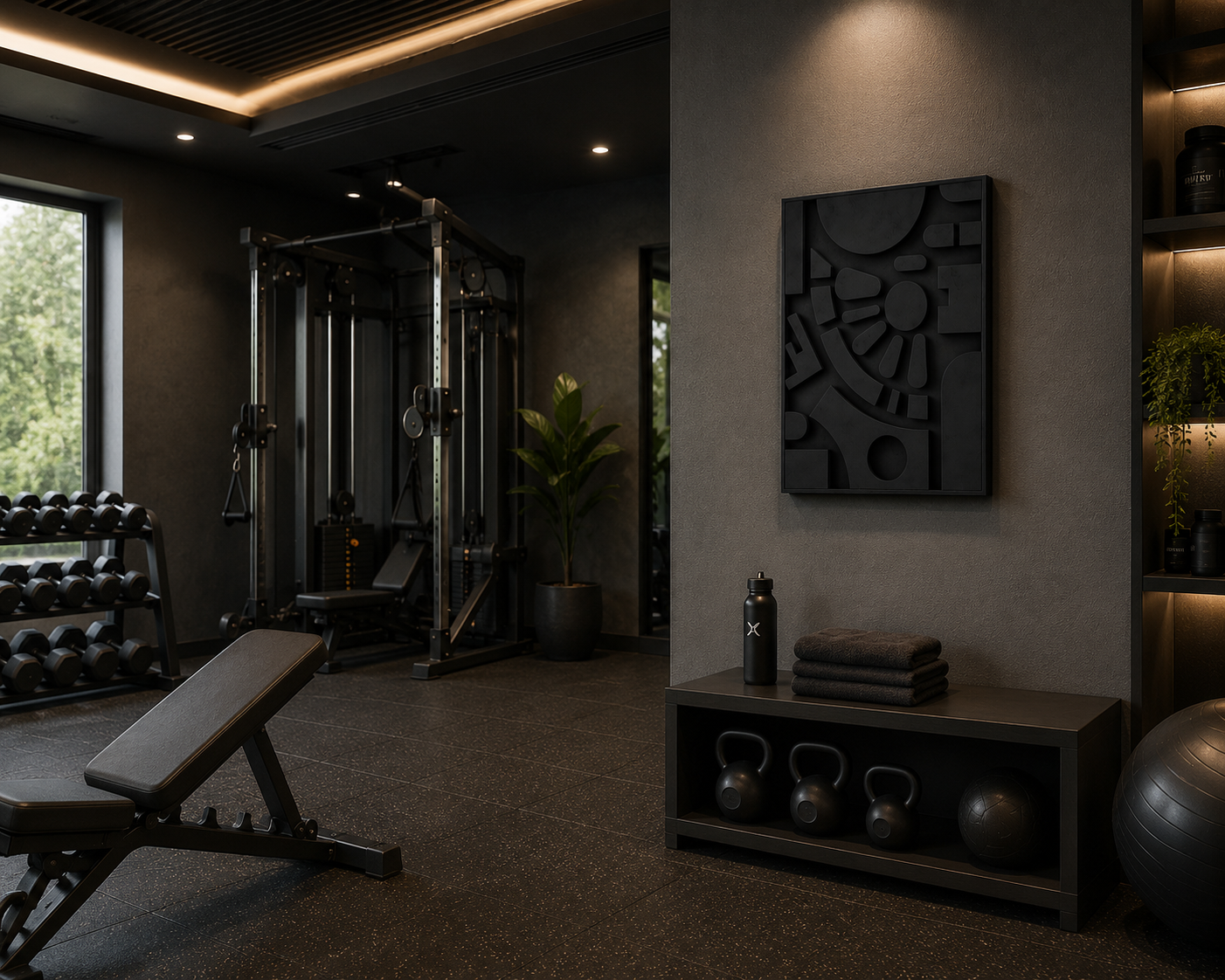 Matte Black Abstract Relief Wall Art | Handcrafted 3D Sculptural Wall Décor – Wallorah