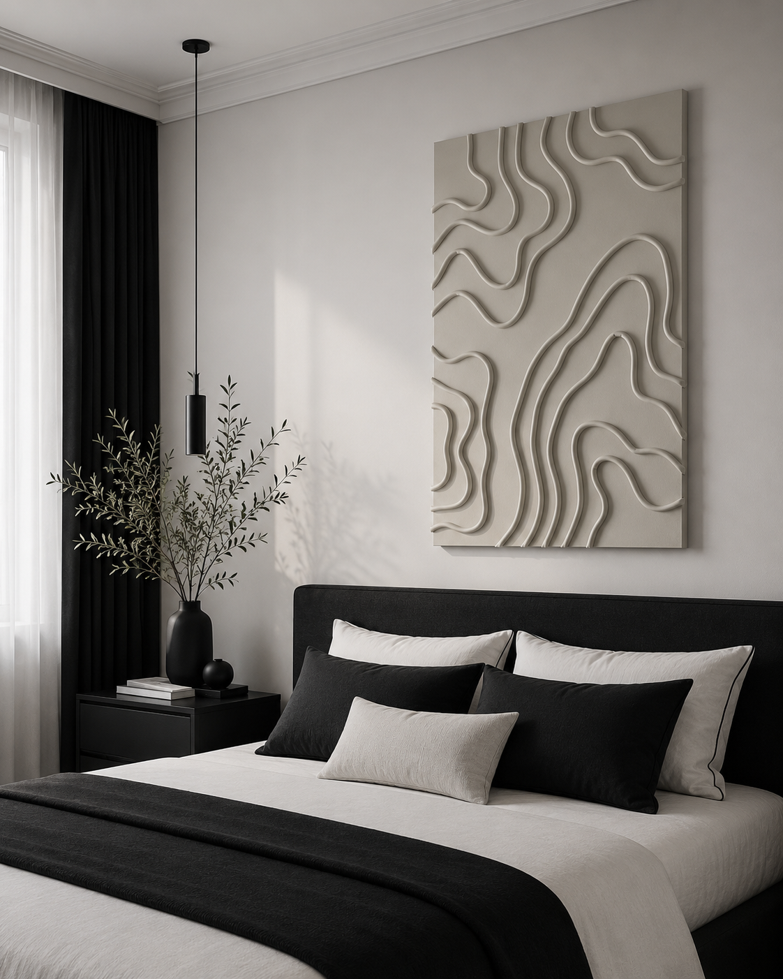 Ivory Contour Flow – Handcrafted Minimalist 3D Abstract Wall Art on Stretched Wooden Canvas | Wallorah