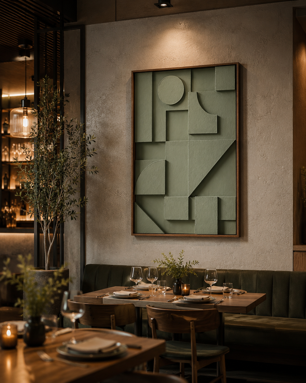 Sage Geometric Handcrafted Wall Sculpture | Modern 3D Wooden Wall Art – Wallorah