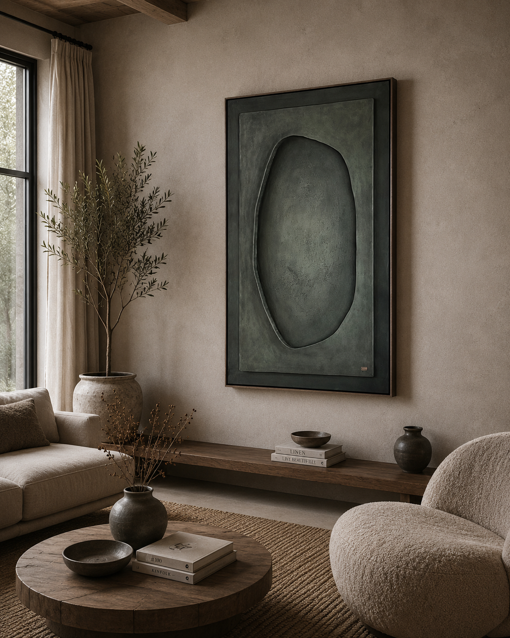 Obsidian Eclipse – Charcoal Black Handcrafted Abstract Wall Art on Stretched Wooden Canvas | Wallorah