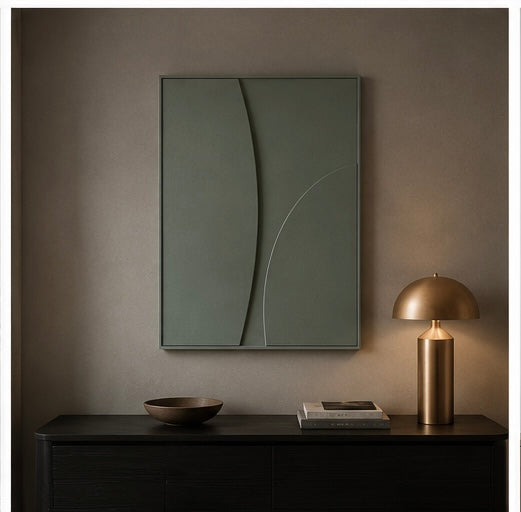 Sage Curve – Handcrafted Minimalist Abstract Wall Art | Stretched Wooden Canvas | Wallorah