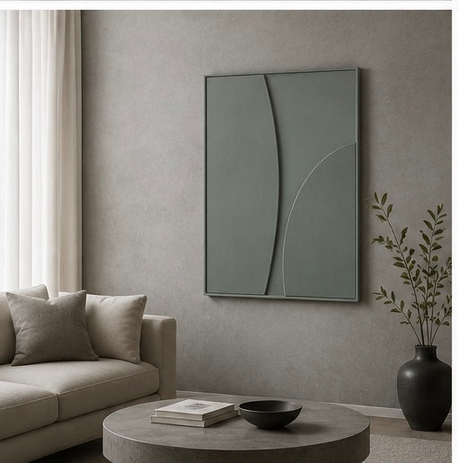 Sage Curve – Handcrafted Minimalist Abstract Wall Art | Stretched Wooden Canvas | Wallorah