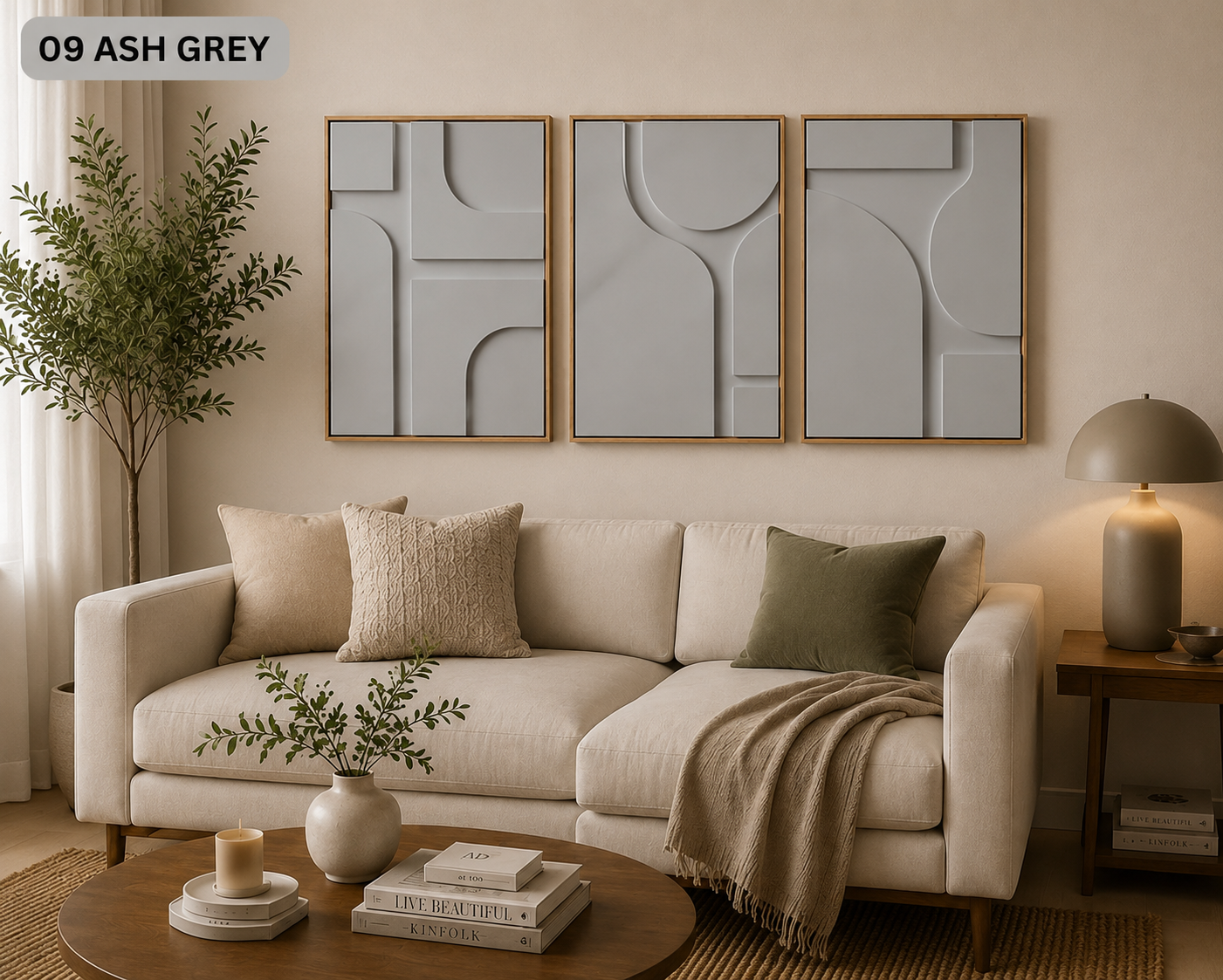 Ivory White Geometric Trio | Wallorah