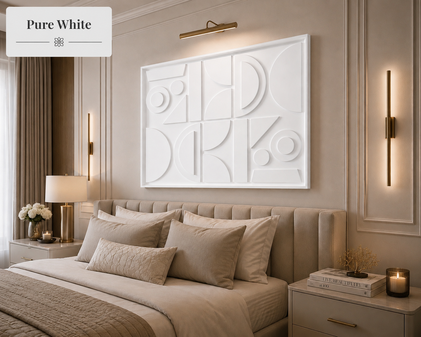 Ivory Geometry Grid  | Wallorah