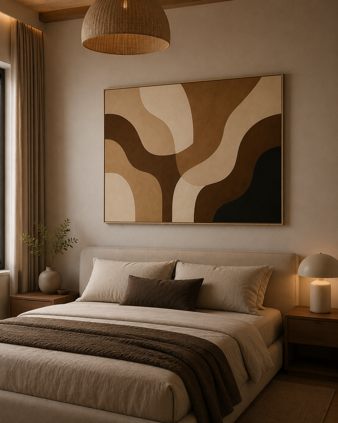 Earthwave Abstract Wall Art | Modern Brown Neutral Canvas – Wallorah
