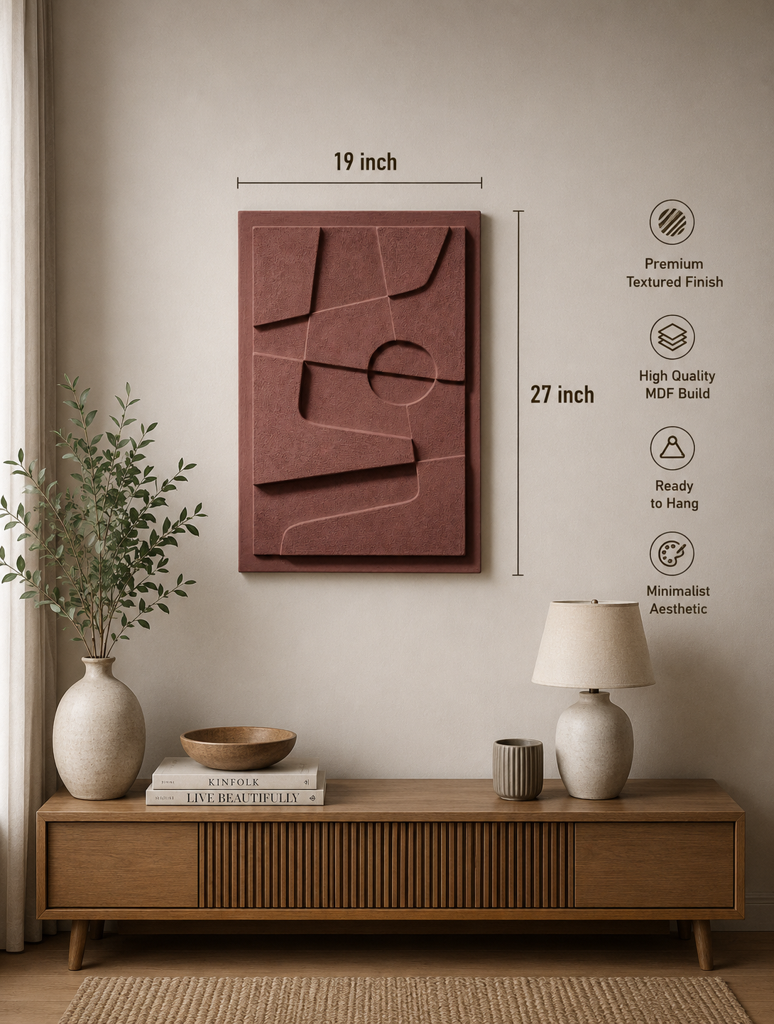 Burgundy Abstract Relief | Wallorah