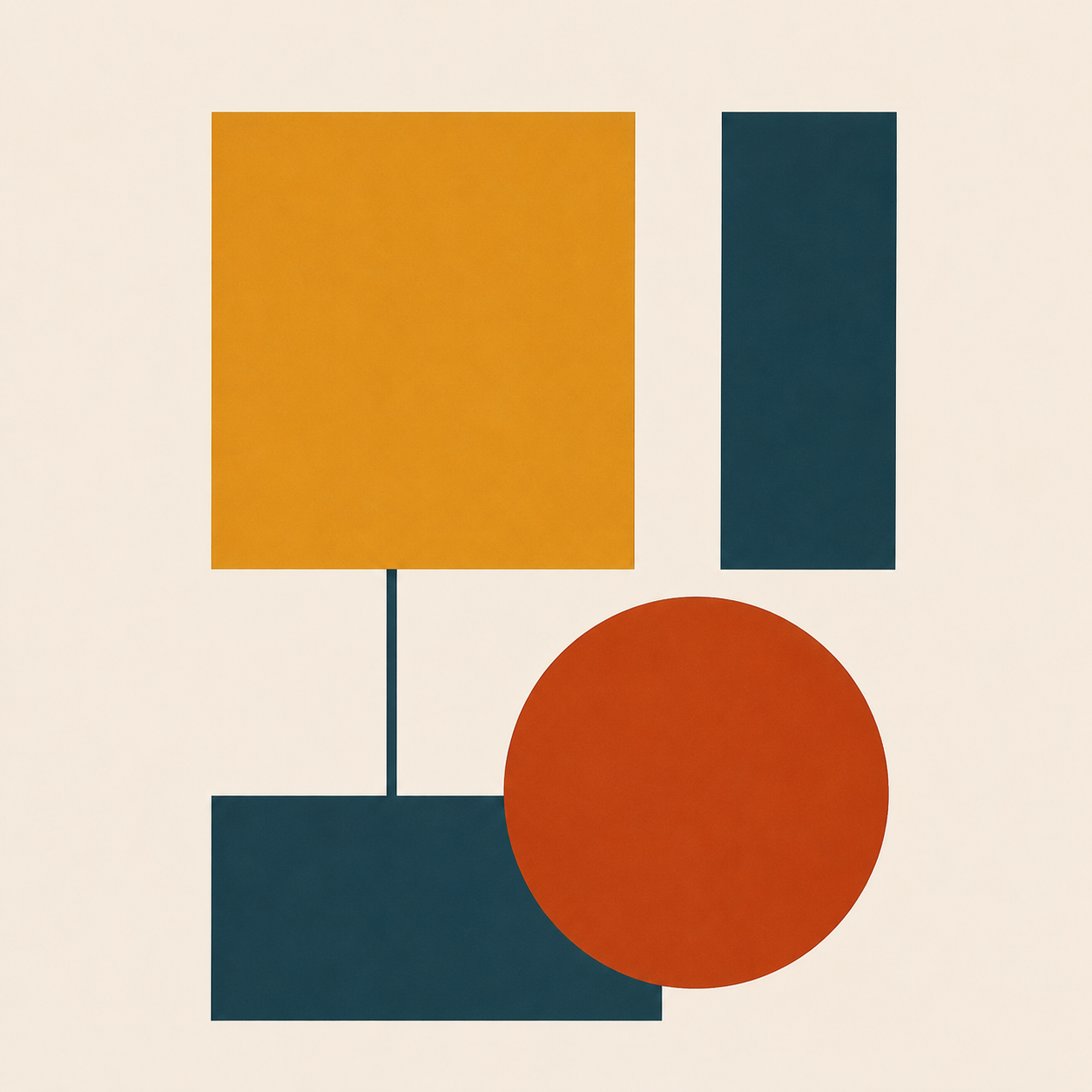 Modern Balance Abstract Wall Art | Geometric Mustard & Teal Canvas – Wallorah