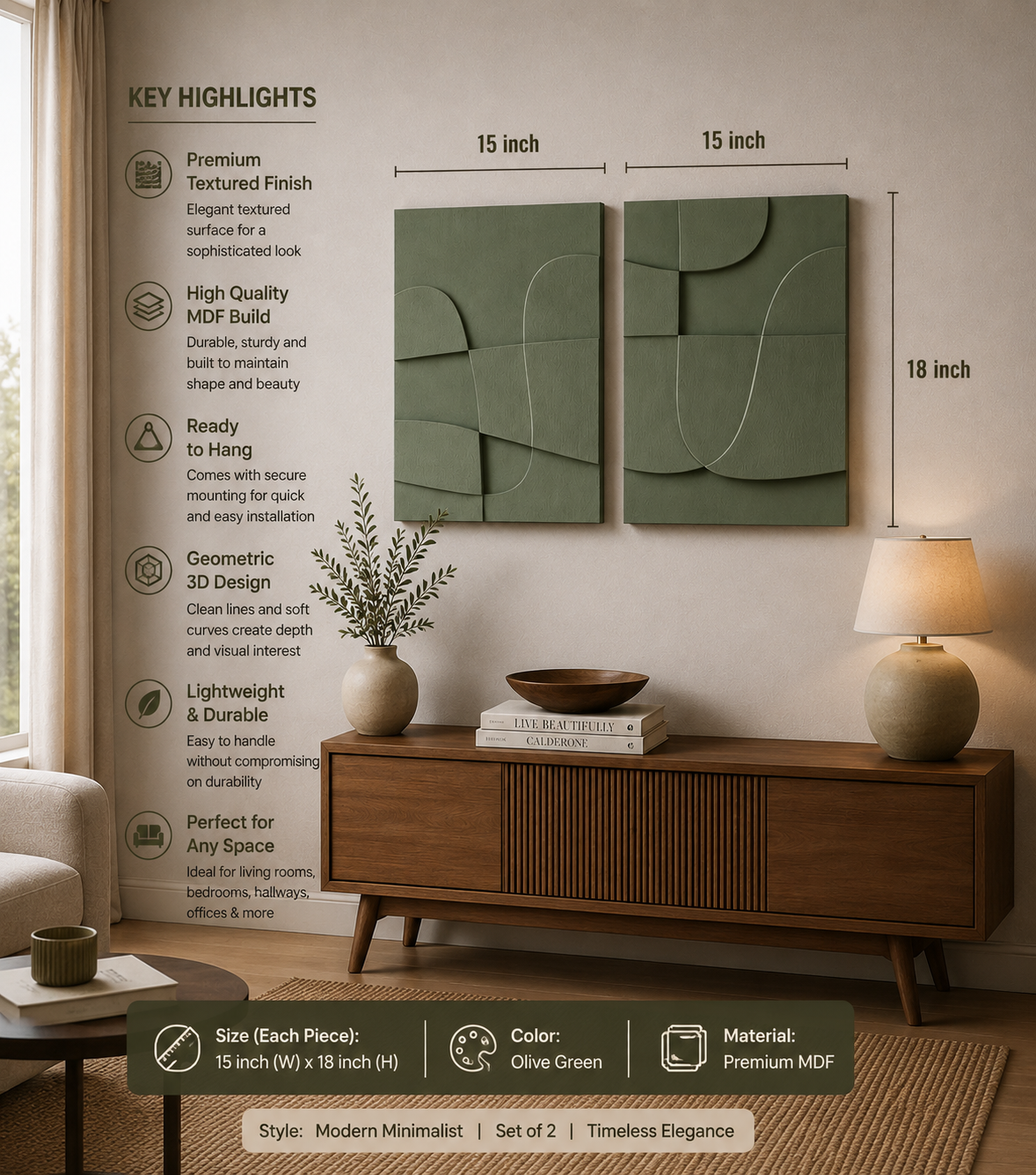 Sage Green Flow Diptych  | Wallorah