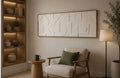 Ivory White Panorama Geometric Relief – Handcrafted Abstract Wall Art on Stretched Wooden Canvas | Wallorah