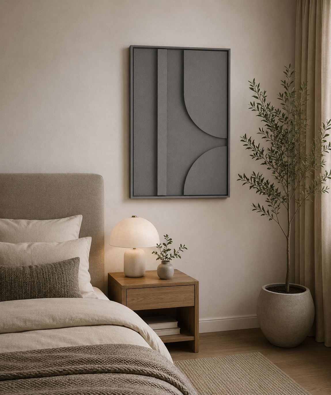 Urban Eclipse – Handcrafted Charcoal Grey Geometric 3D Wall Art on Stretched Wooden Canvas | Wallorah