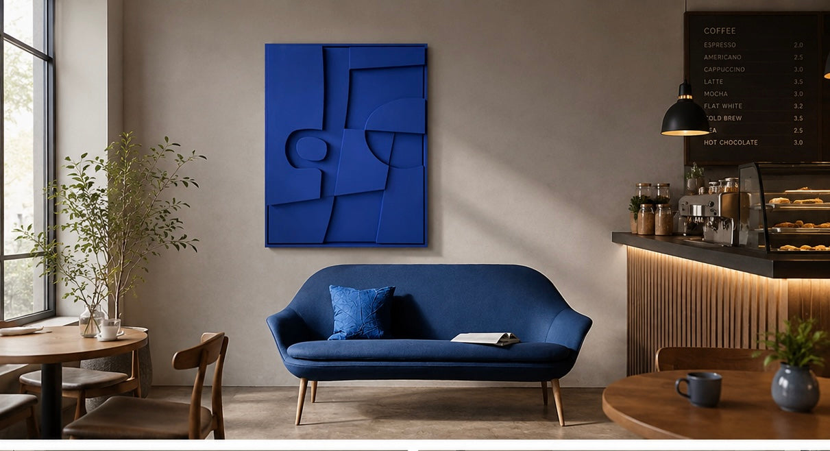 Cobalt Geometry – Handcrafted Abstract Wall Art | Stretched Wooden Canvas | Wallorah