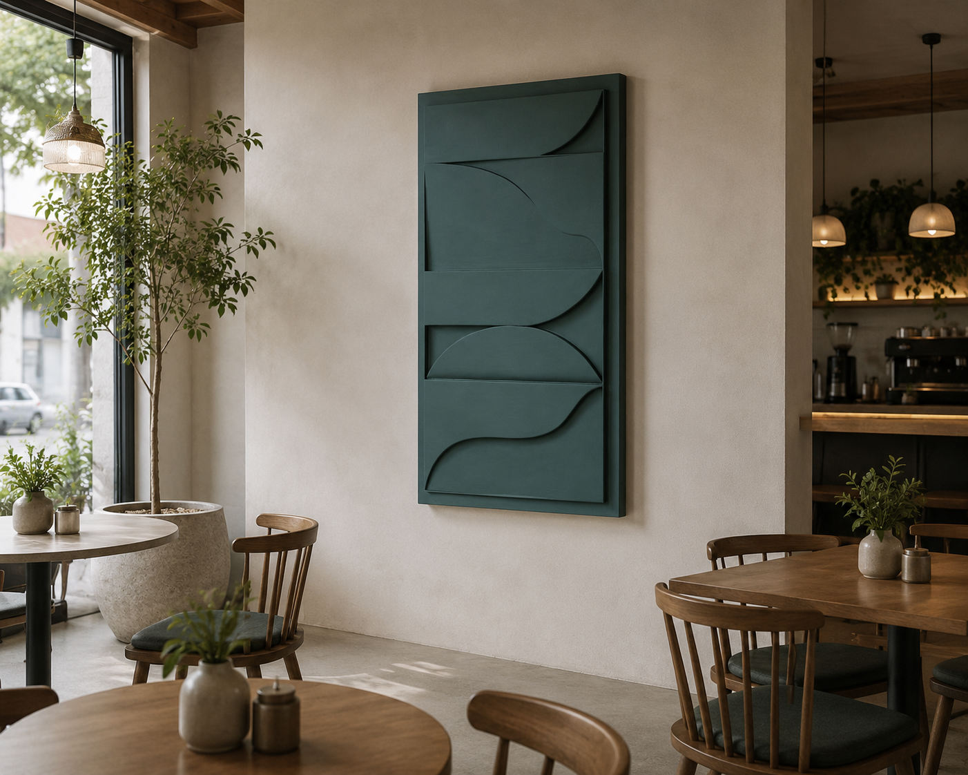 Sage Horizon – Handcrafted Minimalist 3D Abstract Wall Art on Stretched Wooden Canvas | Wallorah