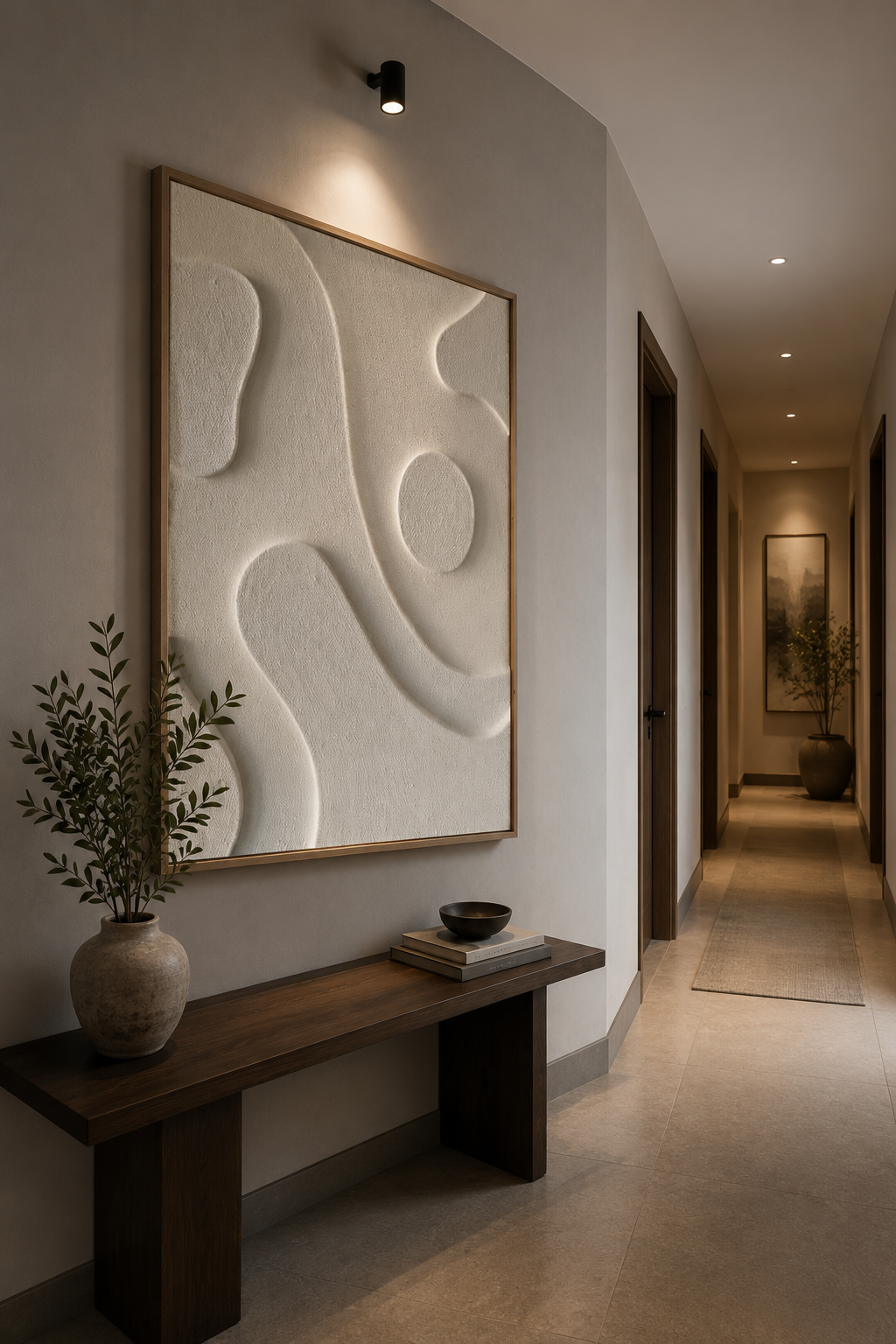 Organic Flow – Ivory White Handcrafted 3D Abstract Wall Art on Stretched Wooden Canvas | Wallorah