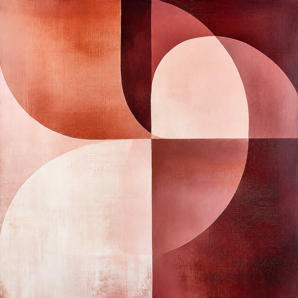 Crimson Eclipse Abstract Wall Art | Modern Geometric Canvas – Wallorah
