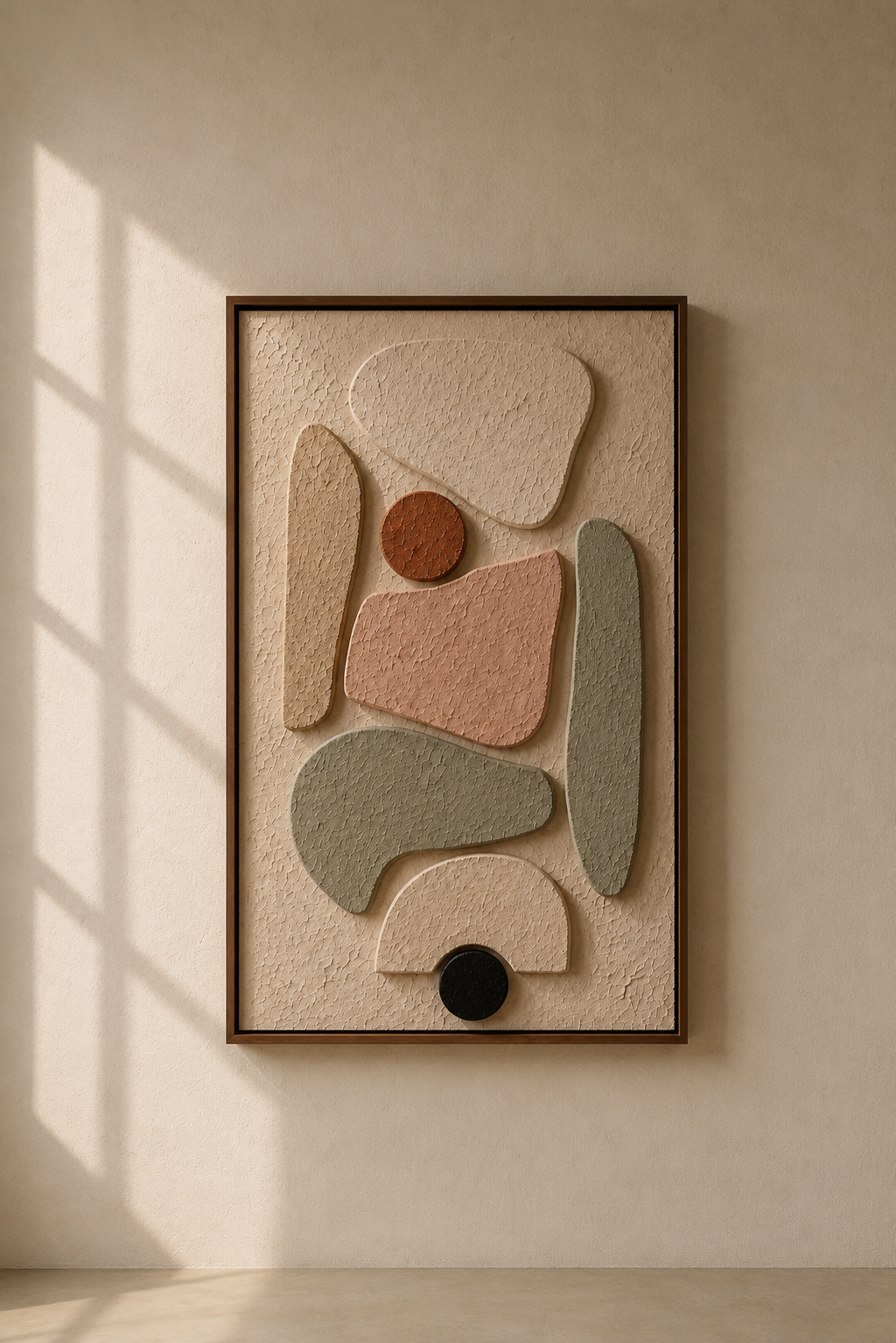 Earthtone Balance – Beige, Sage & Terracotta Handcrafted Textured Wall Art on Stretched Wooden Canvas | Wallorah