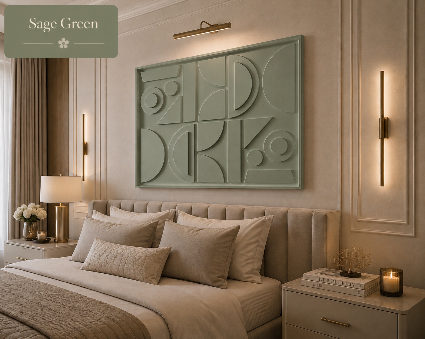 Ivory Geometry Grid  | Wallorah