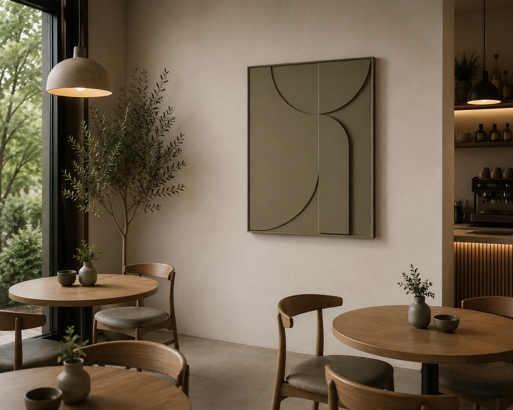Olive Arc – Handcrafted Sage Green Geometric 3D Wall Art on Stretched Wooden Canvas | Wallorah