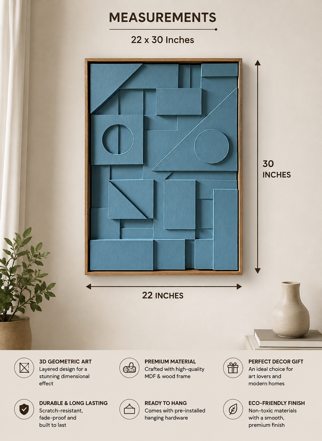 Slate Blue Geometric Relief | Wallorah