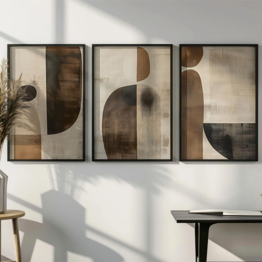 Earthform Elegance | Set of 3 Abstract Canvas Wall Art | Premium UV Printed Ready-to-Hang