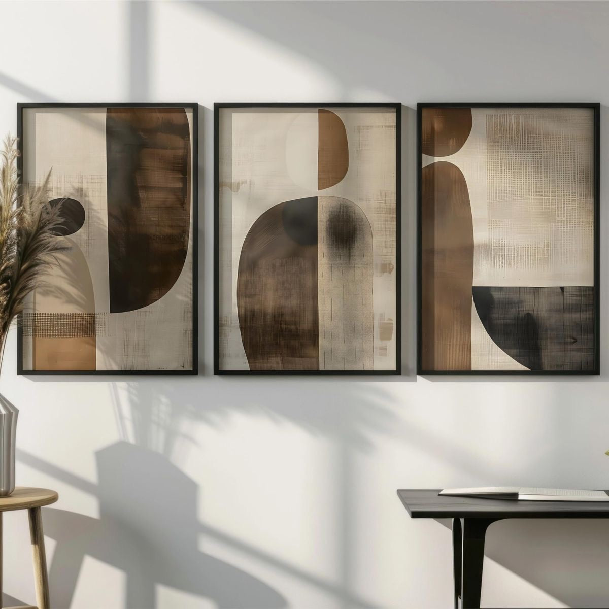 Earthform Elegance | Set of 3 Abstract Canvas Wall Art | Premium UV Printed Ready-to-Hang