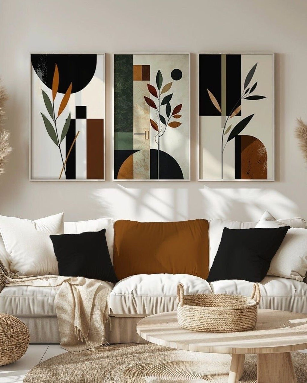 Botanical Luxe | Set of 3 Abstract Canvas Wall Art | Premium UV Printed Ready-to-Hang