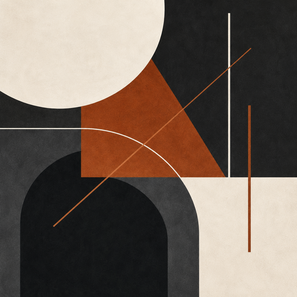 Terra Geometry Abstract Wall Art | Modern Black & Rust Canvas – Wallorah