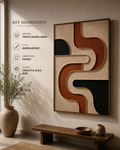 Rust Pathways – Terracotta & Black Geometric Handcrafted Wall Art on Stretched Wooden Canvas | Wallorah