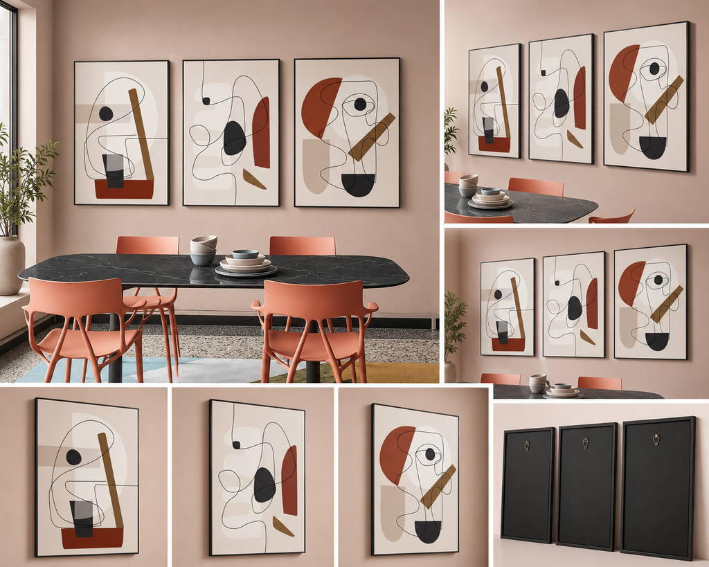 Abstract Line Expression | Set of 3 Modern Canvas Wall Art | Premium UV Printed Ready-to-Hang