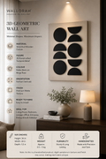 Monochrome Orbit – Black & Beige Handcrafted Geometric Wall Art on Stretched Wooden Canvas | Wallorah