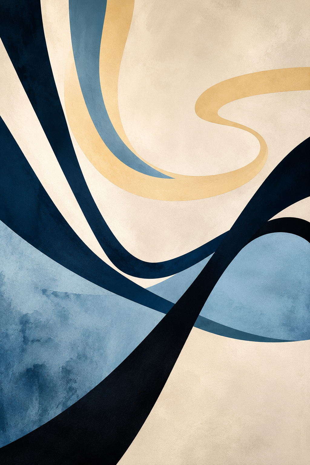 Celestial Flow Abstract Wall Art | Modern Blue & Beige Canvas – Wallorah