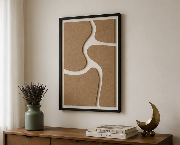 Desert Flow – Sand Beige & Ivory Handcrafted Abstract Wall Art on Stretched Wooden Canvas | Wallorah