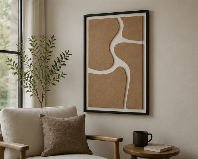 Desert Flow – Sand Beige & Ivory Handcrafted Abstract Wall Art on Stretched Wooden Canvas | Wallorah