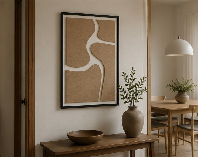 Desert Flow – Sand Beige & Ivory Handcrafted Abstract Wall Art on Stretched Wooden Canvas | Wallorah