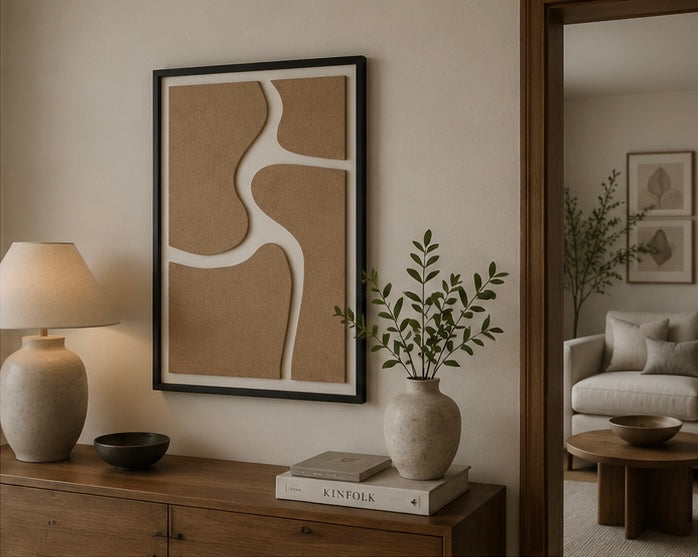 Desert Flow – Sand Beige & Ivory Handcrafted Abstract Wall Art on Stretched Wooden Canvas | Wallorah