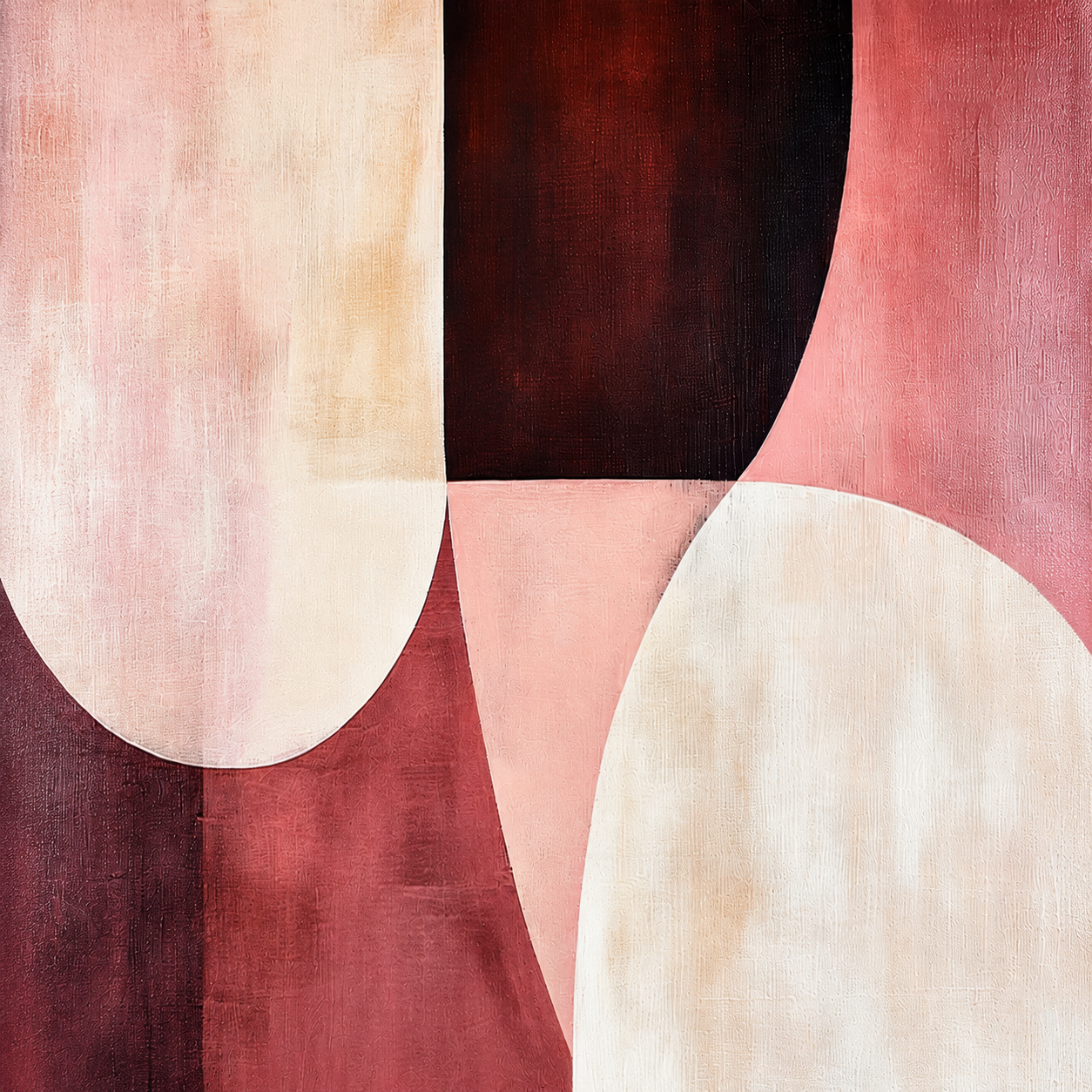 Blush Eclipse Abstract Wall Art | Modern Pink & Burgundy Canvas – Wallorah