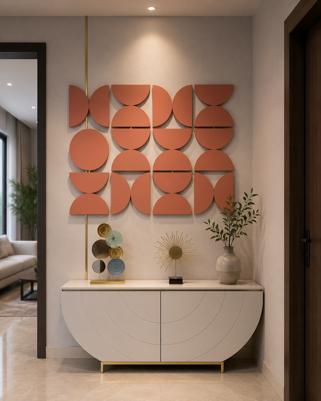 Terracotta Mosaic – Terracotta Brown Handcrafted Geometric Wall Art Set on Stretched Wooden Canvas | Wallorah
