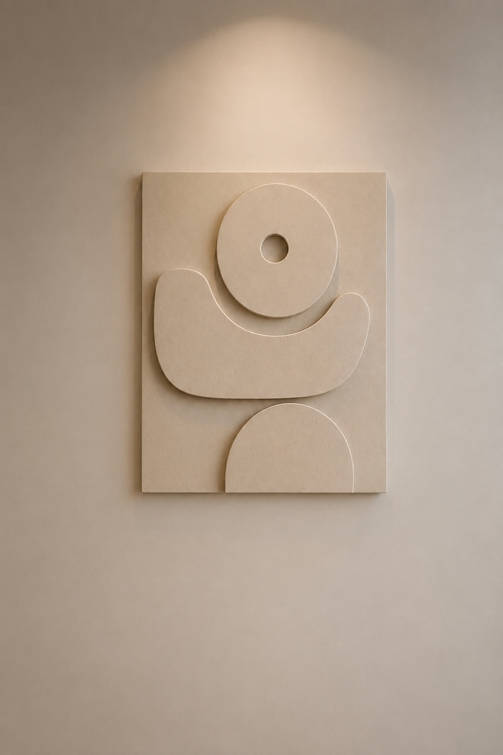 Serene Orbit – Ivory Beige Handcrafted Minimalist Textured Wall Art on Stretched Wooden Canvas | Wallorah