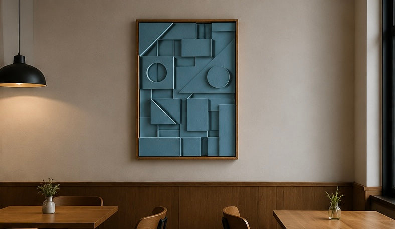 Slate Blue Geometric Relief | Wallorah