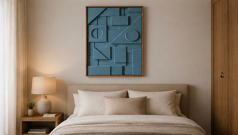 Slate Blue Geometric Relief | Wallorah
