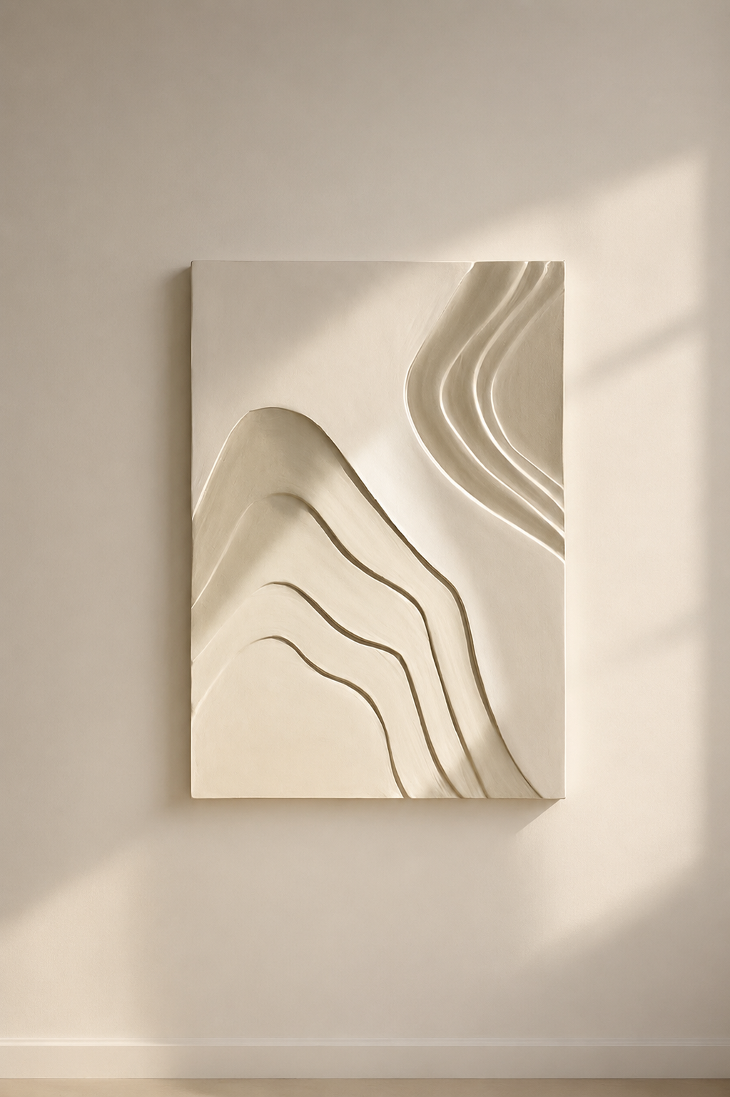 Desert Flow – Ivory & Sand Handcrafted Textured Wall Art on Stretched Wooden Canvas | Wallorah