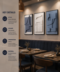 Modern Harmony Trio – Slate Blue, Ivory & Steel Blue Handcrafted Textured Wall Art Set of 3 on Stretched Wooden Canvas | Wallorah